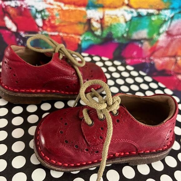 Eureka Red Leather Saddle Shoes Lace Up Size 19 US Size 3 - Picture 6 of 6